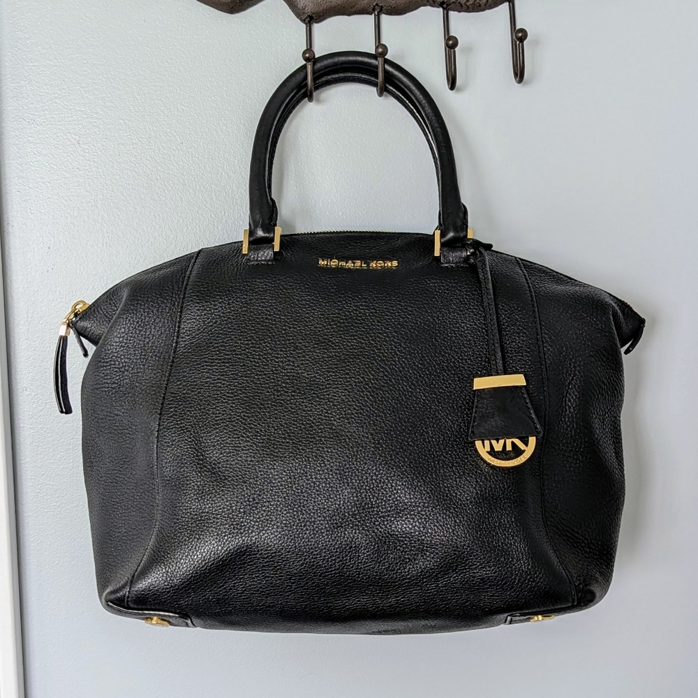 Michael Kors Black Riley Leather Satchel